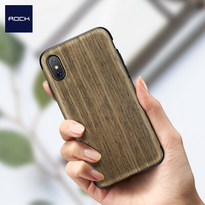 

Rock ROCK Apple X10 Mobile Shell iPhoneX10 Cover All-in-one Anti-drop Silicone Soft Shell Element Series Woodgrain Black Rose