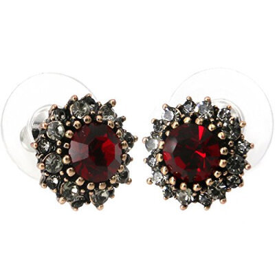 

Yoursfs Vintage Earrings Round Dark Red Austrian Crystal Studs Dainty Earrings