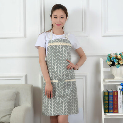 

Cotton Canvas Women's Apron with Convenient Pocket Durable Stripe Kitchen and Cooking Apron