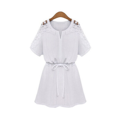 

Lovaru ™summer style 2015 new women dress Cultivate one's morality show thin hook flower bud silk dress with short sleeves