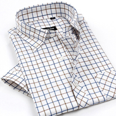 

Business Gentleman Casual Men Short Sleeve Shirt Summer Silm Fit Aolid Color