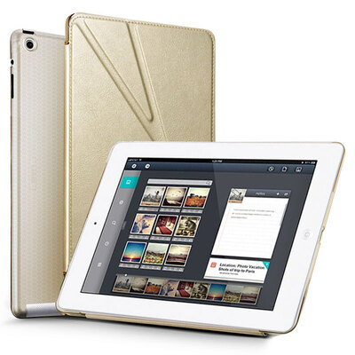 

ESCASE Apple iPad2 / iPad4 / iPad3 / Новый IPad защитной чехла / оболочка таблетка ipad2 кобура многофункциональной клавиши модификация рукава стент / сон платиново-золотой