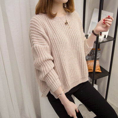 

2017 autumn new long-sleeved thick needle color solid sweater shirt coat sweater