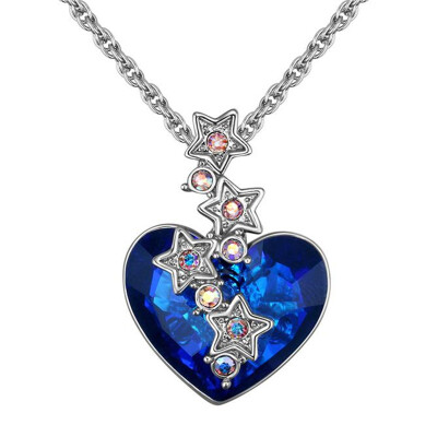 

Blue Austria Crystal Short Charm Pendant Necklace Star Романтический дизайн сердца любви Модный изысканный классический салон .26518