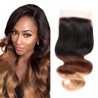 

Brazilian 1 Pcs 4*4 Lace Closure Ombre body Wave Hair Virgin Human Hair Extensions Lace Closure