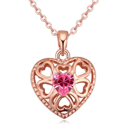 

Heart Pendant Necklace For Women Rose Gold Color Austrian Crystal High Quality Gift Bride Wedding Jewelry .20593