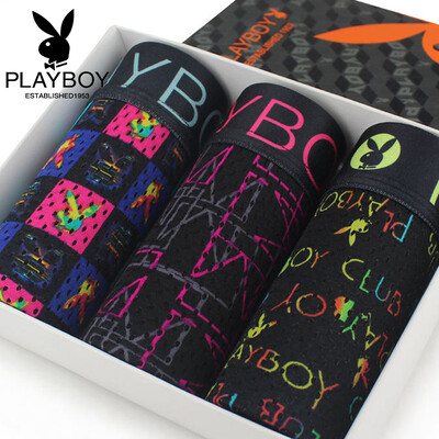 

Playboy PLAYBOY Мужское нижнее белье Мужское плоское угловое нижнее белье Бамбуковое волокно Лоскутная сетка для нейлоновой печати Mingganggang брюки 3 установлена ​​XXXL (185/110)