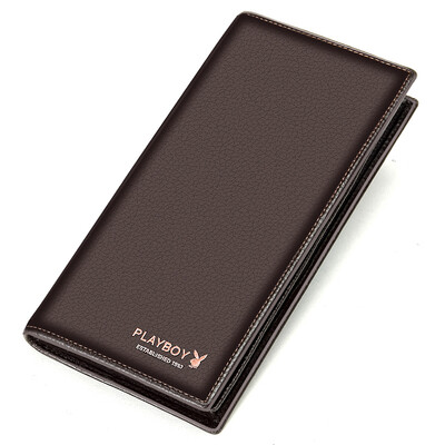 

Playboy playboy men wallet long section first layer of leather cowhide card kits multi-function multi-card position leisure wallet PAA5981-6C brown