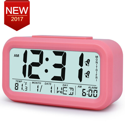 

Large Digital Alarm Clock LCD Student Bedroom Electronic Clock Snooze Sensor Kids Table Clock School Product Night Light 2 Alarm