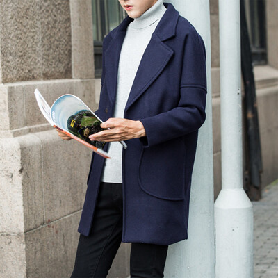 

2017 Hong Kong wind autumn and winter long paragraph loose woolen coat sleeves sleeves solid color lapel coat coat