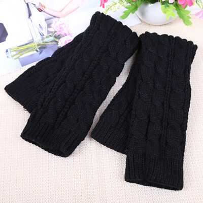 

Winter female exposed fingers gloves half finger long gloves knitted wool cuffs riding arm sets