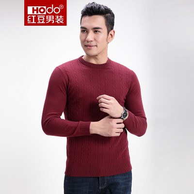 

Red beans Hodo men's sweaters men fashion imitation twist-shaped jacquard men's round neck Slim sweater S5 black 180 / 96A