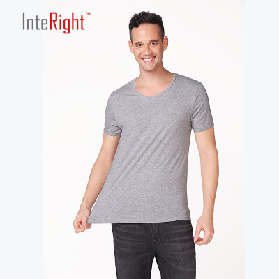 

INTERIGHT short-sleeved T-shirt mens cotton round neck shirt 2 pieces gray Navy XL