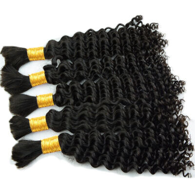 

Brazilian Deep Wave Bulk Hair Extensions 7A Grade Brazilian Curly Hair Unprocessed Human Hair Bulk 4 Bundles