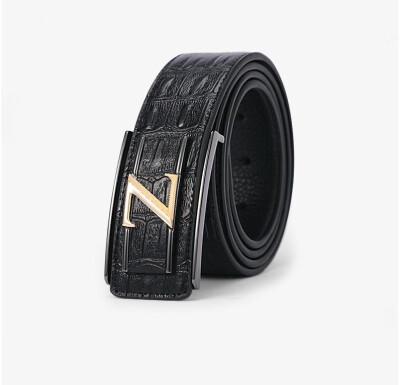 

Leather smooth buckle men leather belt business belt youth gift box packaging