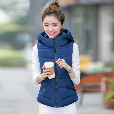 

Feather cotton vest female jacket 2017 autumn and winter new Korean version of Slim was thin hooded short section of the cavalry w
