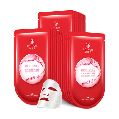 

UNIFON Осветляющая, увлажняющая, омолаживающая маска с красным вином, 21 шт