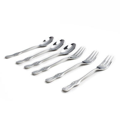 

LUCUKU 304 stainless steel coffee spoon fruit fork rabbit type child dessert sign small spoon six sets