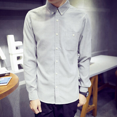 

Men Casual Shirt Fashion Long Sleeve Solid Color Spring Autumn Slim