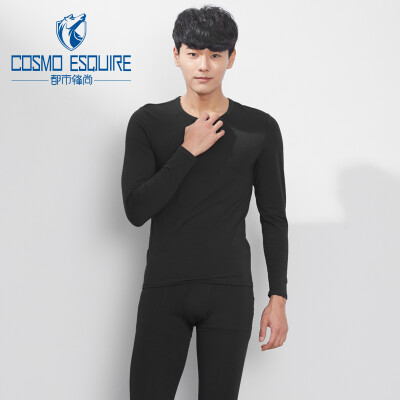 

Metropolis Feng Qiu Qiu Qiu pants thin section men's thermal underwear solid color classic round neck warm suit 4W6107 black