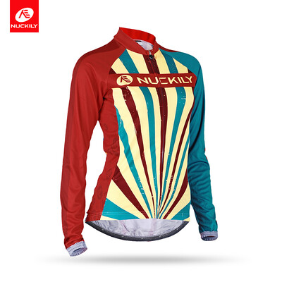 

NUCKILY Womens Mountain Bike Wear Long Sleeve Sublimation Printed Cycling Jersey For SpringAutumn