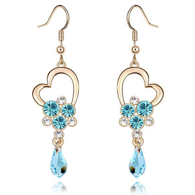 

Austrian Crystal Water Drop Earrings Fashion Jewelry Heart Hanging Earring For Women .6807