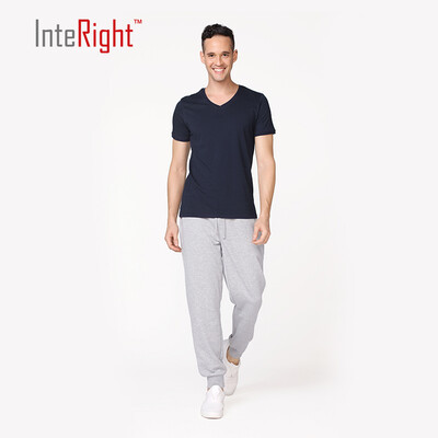 

INTERIGHT short-sleeved T-shirt mens cotton V-neck bottoming shirt 2 pieces gray Navy XL