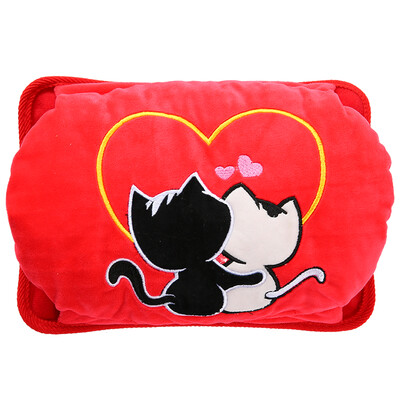 

Warm memory hot water bottle warm baby hand warmer hot water bottle charge has been injected water explosion-proof warm water bag love cat 001 series red