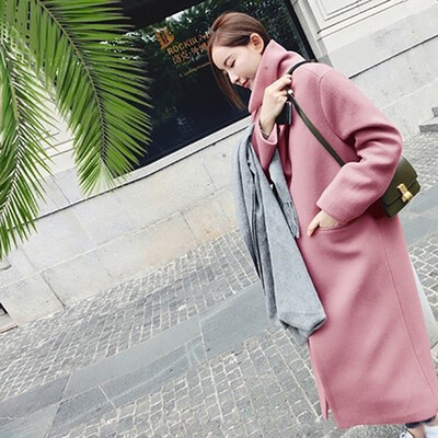 

Woolen jacket women autumn and winter new loose was thin long students wool woolen coat