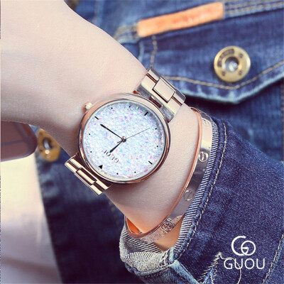 

GUOU Brand Ladies Fashion Elegant Watch Women Luxury Multicolor Rhinestones Quartz Wristwatches