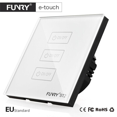 

FUNRY ST2 3Gang EU Standard Touch Switch Lighting Luxury Tempered Glass Panel 170-240V 7-200W/gang