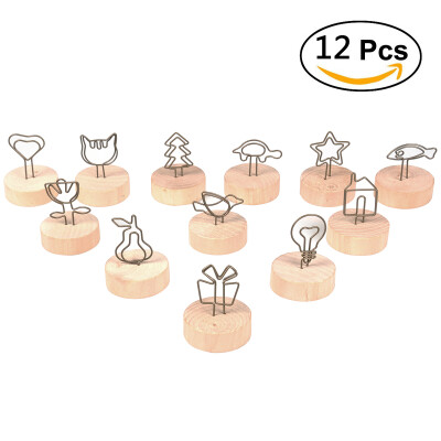 

Memo Holder clips, Volla Photo Holder Stand Clips for Table Natural Wood Business ID Card Holder - 12pcs