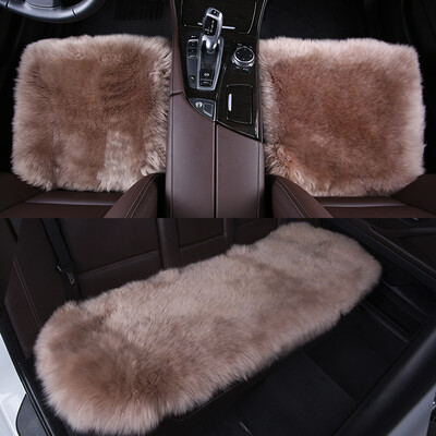 

Antarctic nanjiren wool cushion in the long hair cushion winter car seat cushion pad seat car dual-use whole leather luxury three-piece light coffee