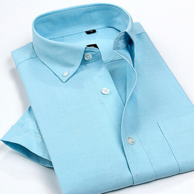 

Business Gentleman Casual Men Short Sleeve Shirt Summer Silm Fit Aolid Color