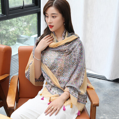 

STORY Of SHANGHAI Women&39s scarves Autumn&winter warm scarves Shawl leaves Totem army green
