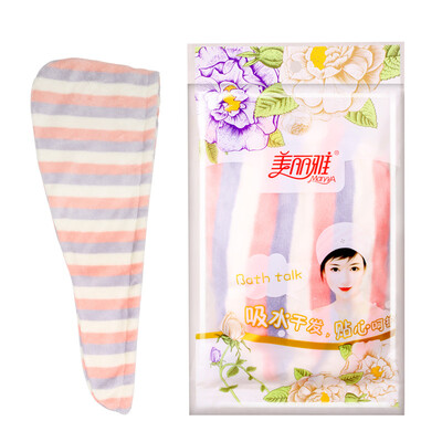 

Beautiful&elegant new color strip dry hair cap strong absorbent adult cute shower cap fine fiber bath headgear