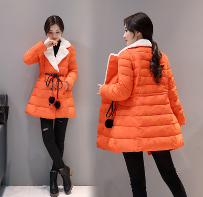 

2017 winter new Korean version of the long paragraph hair ball feather cotton wool lambs lap large size thick cotton