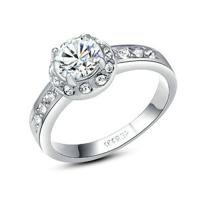 

Yoursfs® 18K White Gold Plated 12CT Simulated Diamond Promise Rings Use Austrian Crystal Fashion Jewelry
