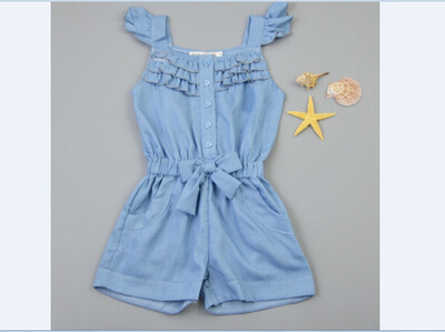 

TOP Toddler Kids Girl Cotton Washed Jeans Denim Casual Bow jumpsuit Romper Quote