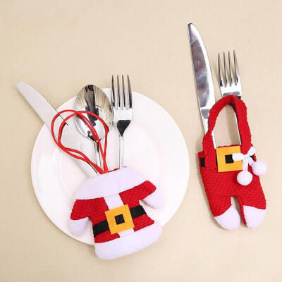 

2Pcs Christmas Xmas New Year Santa Silverware Holders Christmas Decorations Pockets Dinner Decor 1 Clothes and 1 Pants