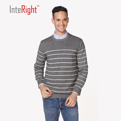 

Interview cotton men 's horizontal round neck sweater
