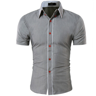 

Fashion Male Hawaiian Shirt Short-Sleeves Tops Double Collar Button Design Mens Dress Shirts Slim Men Shirt 2XL