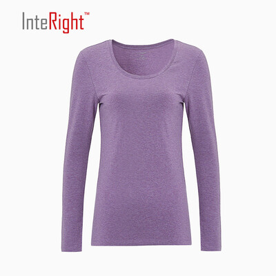 

INTERIGHT Women&39s round neckline basic paragraph underwear shirt purple purple