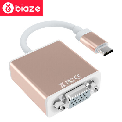 

BIAZE Type-C переключатель VGA конвертер USB3.1 к интерфейсу VGA проектор внешнего HD 1080p поддержка графики для Apple Macbook ноутбук ZH13- золото