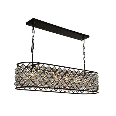 

BOKT 6-light Spencer Rectangle Chandelier Ball Shade Glass 41-inche Island Pendant Metal Black