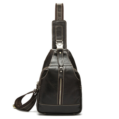 

DALFR Cowhide Chest Bag Men 12 Inch Male Crossbody Bags Genuine Leather Vintage Shoulder Bags Luxury Men Bags Designer