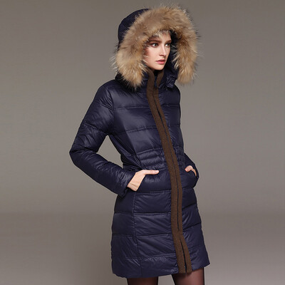 

Culverne Marc Rebecca raccoon fur collar collar hooded jacket long down jacket female 46458G possession of blue