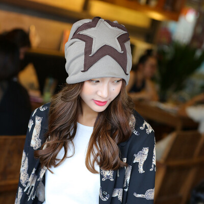 

Women's five-pointed star double-headed head hat autumn and winter warm head hat fashion head hat