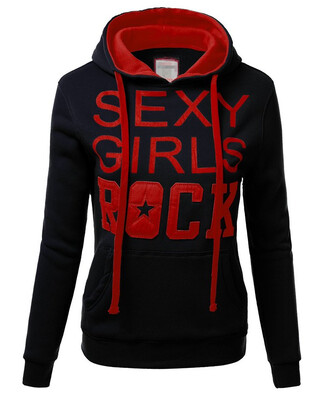 

2017 autumn and winter new lady coat hooded long sleeves Slim letter printing sweater