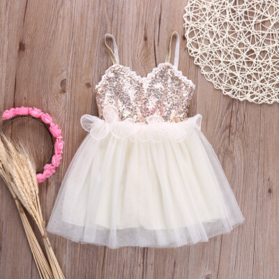 

Kids Baby Girl Dress Sequins Tulle Tutu Dress Party Gown Formal Dresses